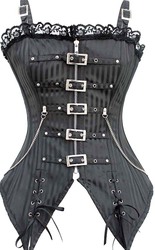 Lolita's Licorice Striped Tailcoat Black Corset