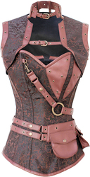 Astute Steampunk Mastermind Brocade Brown Corset