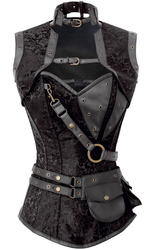 Astute Steampunk Mastermind Illuminated Midnight Black Corset