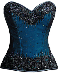 Burlesque Glimmer Blue Beaded Corset