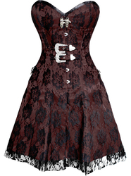 Black Rose on Brown Corset Dress