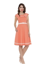 Vixen Bow Flare Dress - Coral