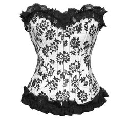 Floral Flocked Corset - Snow