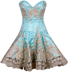 Floral Explosion Corset Dress - Aqua