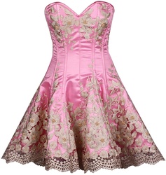 Floral Explosion Corset Dress - Pink Punch