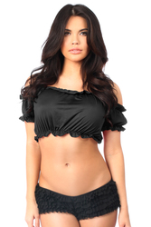Peasant Top - Short Sleeve - Black